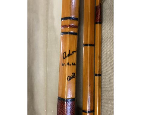 A vintage W.A. Allcock 12ft Adonis split cane fishing rod, shipping unavailable