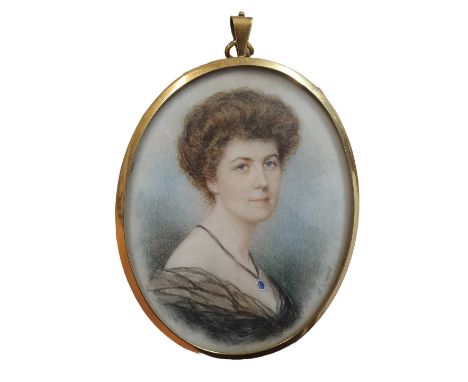 A hand painted miniature portrait of a Victorian lady signed E Lloyd overall dimensions 9x7.5cm