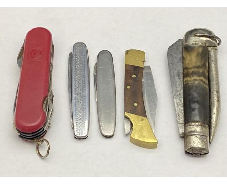 Five assorted vintage penknives