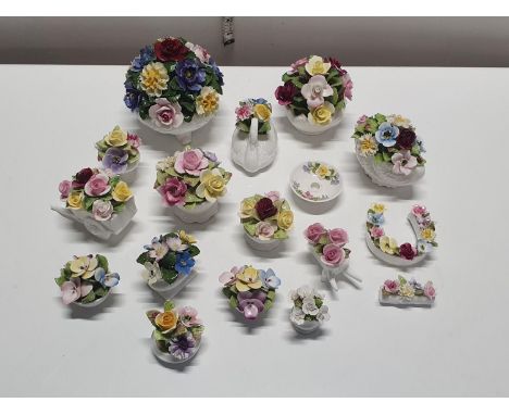 A large selection of ceramic Coalport flower bouquets, shipping unavailable