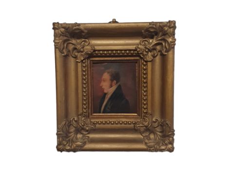 A Georgian miniature portrait of a gentleman in a gilt frame overall dimensions 19x17cm