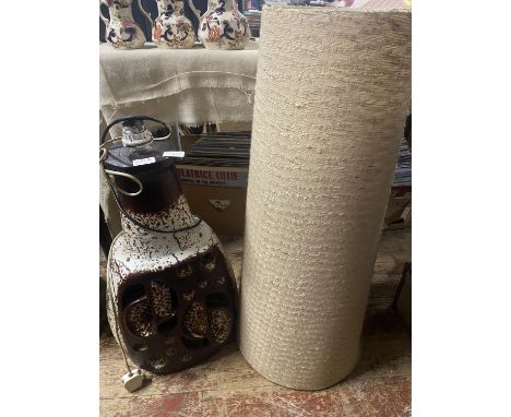 A large vintage West German art pottery floor lamp &amp; shade, shipping unavailable