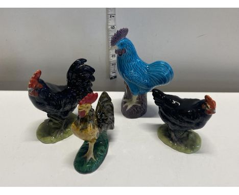 Four vintage ceramic glazed Cockerels