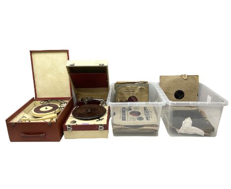 Decca portable gramophone, together with Ferranti travel record player and a large collection of records