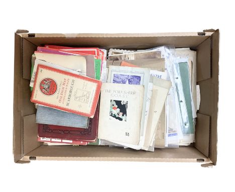 Miscellaneous ephemera, with some being local interest, including the official guide to Whitby printed and published by Horne