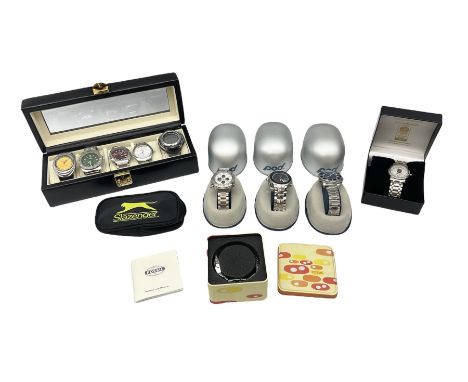 Collection of wristwatches including two Slazenger stainless steel wristwatches, England Rugby stainless steel, Casio Sea-Pat