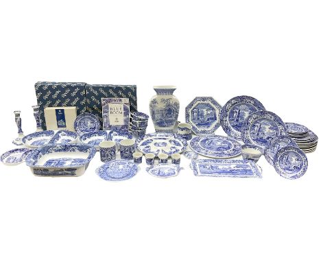 Collection of Spode blue and white ceramics, in italian and zoological  patterns, together with items from the spode blue roo