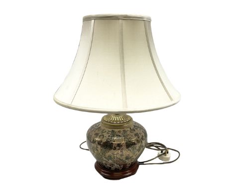 Rochamp Kashmir Kutani table lamp, with cream shade, excluding shade H32cm