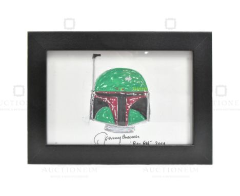 Estate of Jeremy Bulloch - Jeremy Bulloch (1945-2020) - Bulloch's personally drawn portrait of Boba Fett. Drawn in pencil, fe