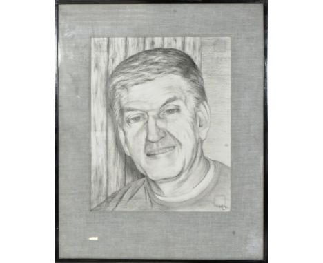 Estate of Dave Prowse - Fan Art - Maria Lootens - a pencil study sketch of Prowse in a head and shoulders pose. Signed to the