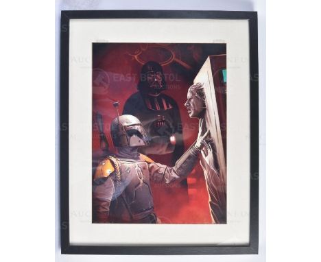 Estate of Jeremy Bulloch - Star Wars - Artwork - a lithograph print depicting a scene from The Empire Strikes Back with Boba 