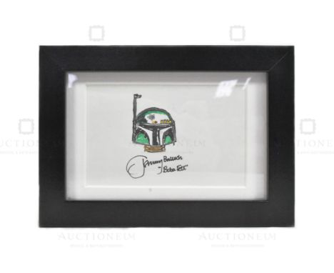 Estate of Jeremy Bulloch - Jeremy Bulloch (1945-2020) - Bulloch's personally drawn portrait of Boba Fett. Drawn in pencil, fe