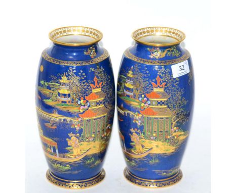 A pair of Carlton ware chinoiserie vases 