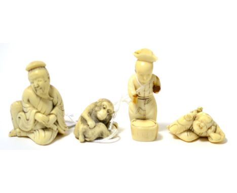 Four Japanese ivory netsuke, Meiji period, late 19th/early 20th century (4)