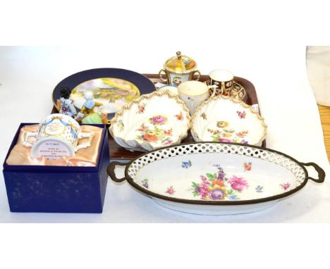 A group of 19th century and later ceramics including Royal Crown Derby, Dresden, Worcester etc 