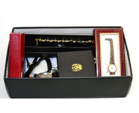 A lady's Omega wristwatch, Timex wristwatch, other wristwatches and costume jewellery earrings and bracelet