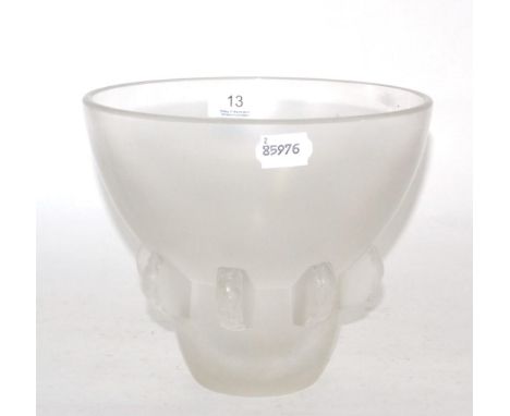 R. Lalique glass vase with bird decoration 