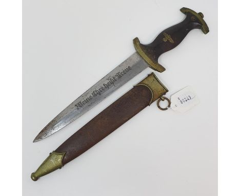 A Third Reich SS dagger, the blade mark Gottleib Hammesfahr Solingen-Foch, with a scabbard, attic stored Provenance brought b