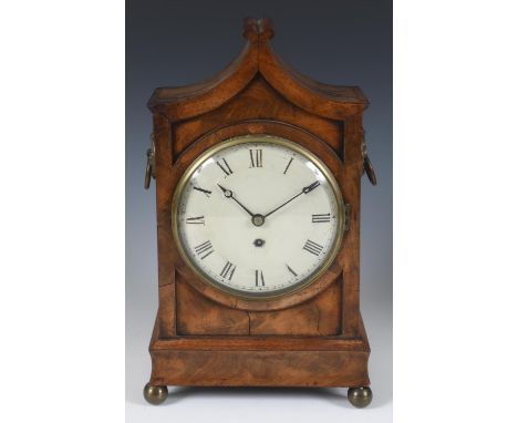 An early 19th century bracket clock, the 17.5 cm diameter painted dial with Roman numerals, fitted a single fusee movement, i