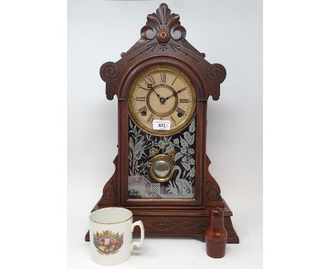 A walnut mantel clock, and various other items (box) 