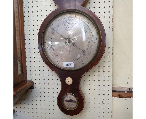 A 19th century wheel barometer, with thermometer, glass and level, lacks hydrometer, the level signed A Compono, Oxon, in a m