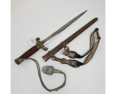 A Third Reich army dagger, the blade mark E & F Horster Soliengen, with a scabbard and a hanger, attic storedProvenance: brou