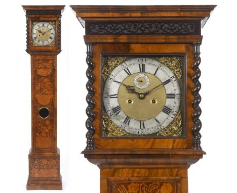 A longcase clock, the 28 cm square brass dial signed Fabn Robin Londini Fecit to the silvered chapter ring having Roman numer