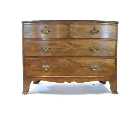 A 19th century mahogany chest, having two short and two long graduated drawers, on bracket feet, 107 cm wide 