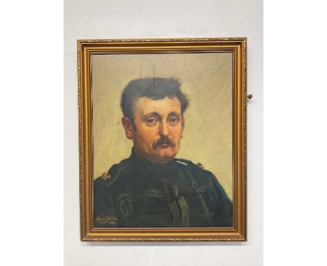 AGNES E. WALKER (fl.1887-1900); oil on relined canvas, portrait study of a gentleman, signed and dated Sepbr. 1884, 50 x 40cm