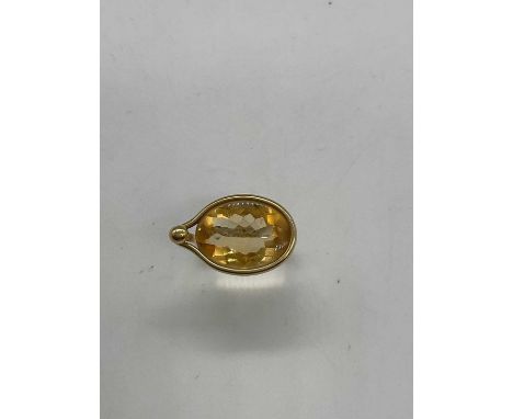 VIVIANNA TORUN BULOW-HUBE FOR GEORG JENSEN; an 18ct yellow gold and citrine 'Savannah' ring, circa 1980, signed, size approx.