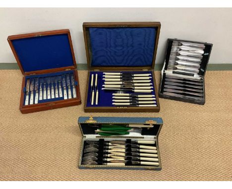 A quantity of cased silver plated cutlery and flatware.