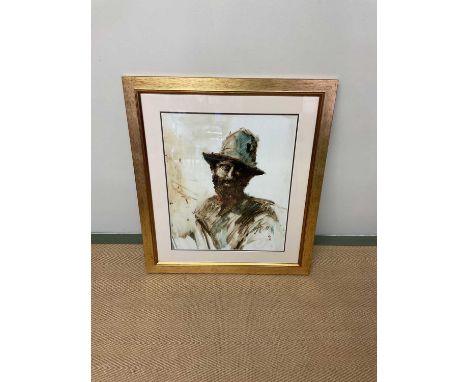 † ANTHONY AMOS (1950-2010); oil on board, portrait study of a bearded gentleman, signed, 52 x 43cm, framed and glazed.