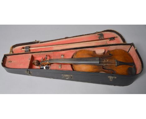 A 19th century copy of a Stradivarius violin, with case. Label inside body reads "ANTONIUS STRADIVARIUS CREMONA FACIBAT ANNO 