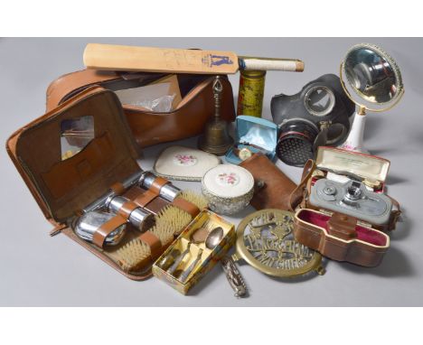 A mixed lot of collectables including a gas mask, Rotary watches, etc