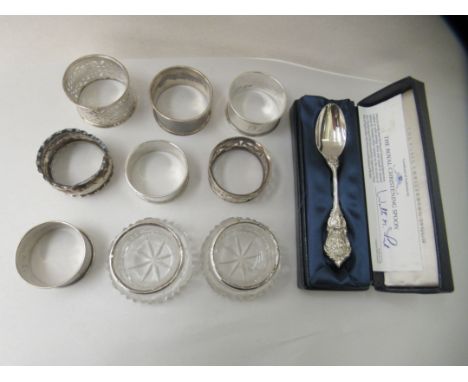 Silver collectables: to include napkin rings&nbsp; mixed marks&nbsp; 