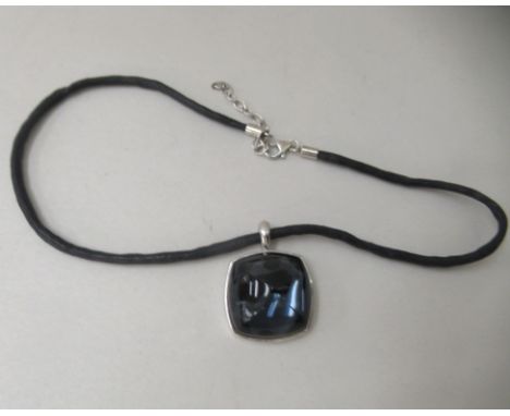 A Baccarat purple glass pendant necklace, in a silver mount&nbsp; boxed 
