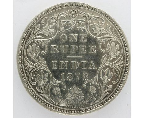 Scarce 1878 India silver one rupee of Queen Victoria. UK P&amp;P Group 0 (£6+VAT for the first lot and £1+VAT for subsequent 