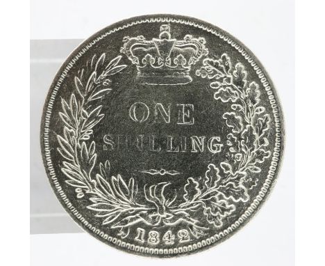 1842 silver shilling of Queen Victoria. UK P&amp;P Group 0 (£6+VAT for the first lot and £1+VAT for subsequent lots) 