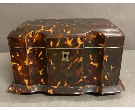 A blonde tortoiseshell tea caddy AF 