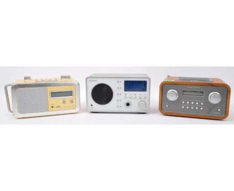 Assortment of three retro vintage 20th century radios. The lot to include a Teac R-3 DAB band III FM Aux portable alarm clock