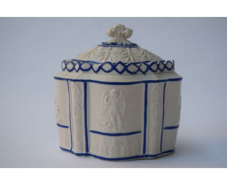 A Castleford Sucrier (sugar box). Sowther and Co. Yorkshire c. 1790-1820. illustrated with 'Hebe feeding the Eagle'. Incised 