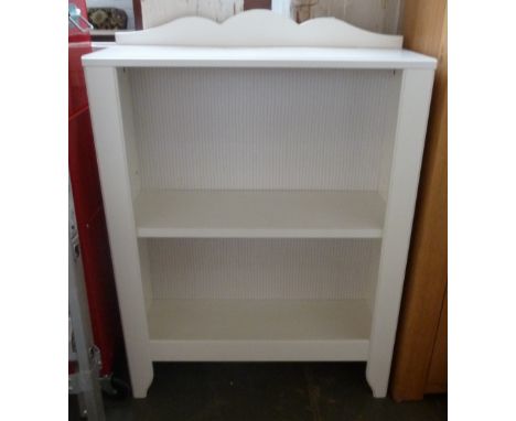 A white painted bookcase with one shelf 70 x 30 x 87cmH