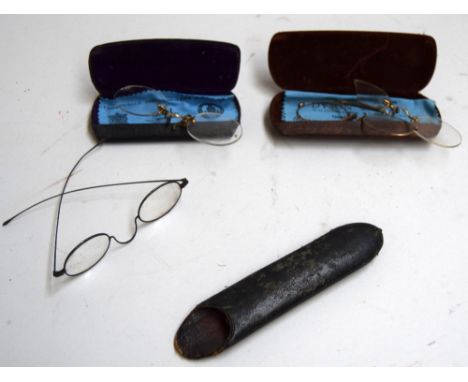 Three boxed pairs of vintage pince-nez