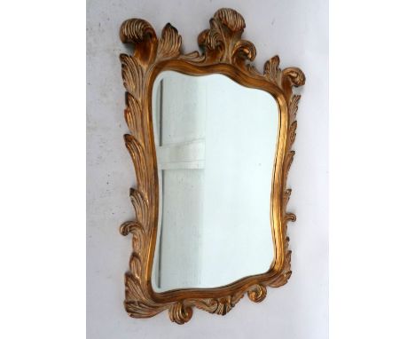 A Louis XV style guiltwood pier mirror with bevelled glass, 115cmHx75cm