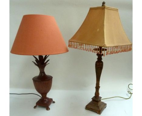 Lesser and Parvery occasional lamp and shade together with a Rochamp metal lamp in the form of an urn with padded feet