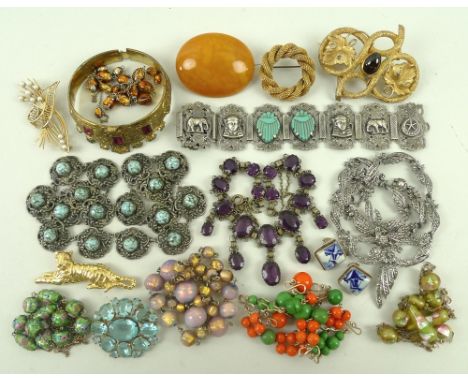 A quantity of vintage and later costume jewellery, including a number of Murano glass bead necklaces, an amthyst coloured gla