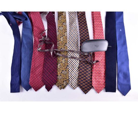 A collection of vintage designer ties, to include examples by Hermes, Dunhill, Aquascutum and others, together with an Armani