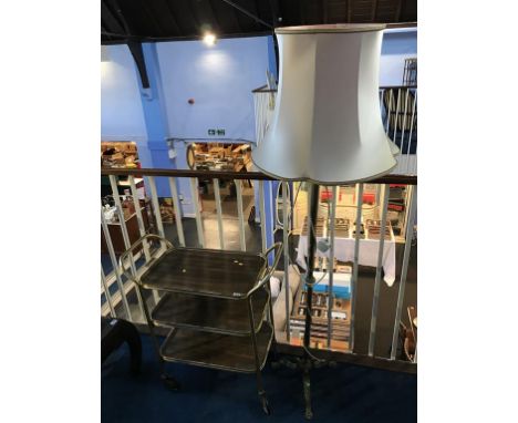 A retro tea trolley and lamp