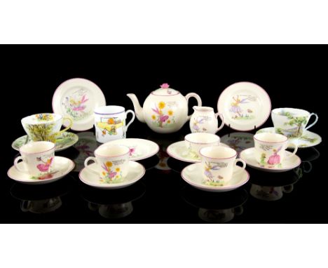 Soho Pottery Ambassador Ware tea service, with fairy decoration a Shelley tea cup by Mabel Lucie Attwell and other Shelley cu