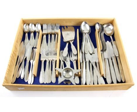 Georg Jensen canteen of cutlery, stainless steel  stainless steel part canteen, eight place setting complete with the excepti